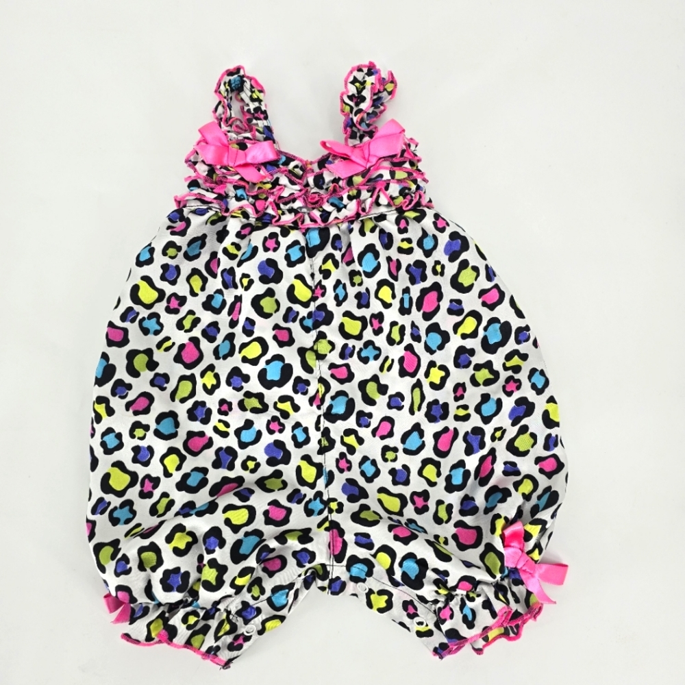 Baby Glam Rainbow Jumpsuit wirh Bows Size 3/6 Months